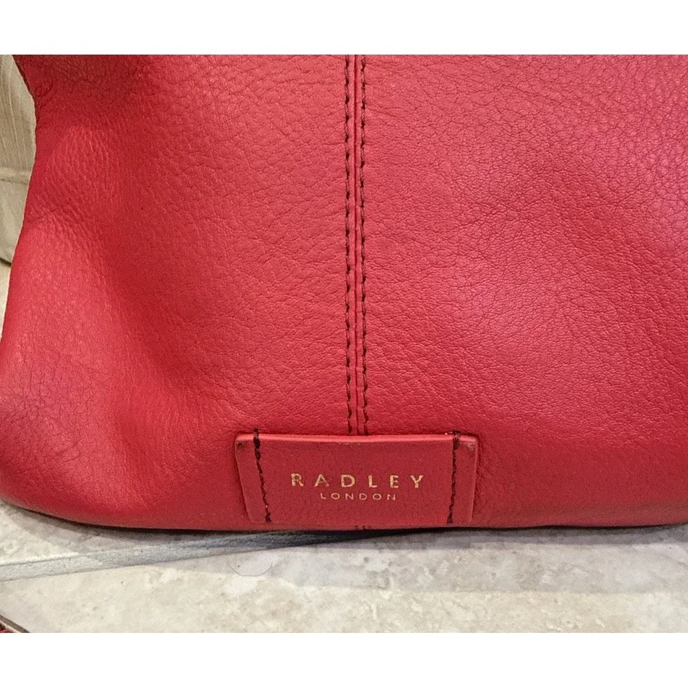 Radley Red Leather shoulder bag crossbody 9x10 outside inside pockets hangtag *